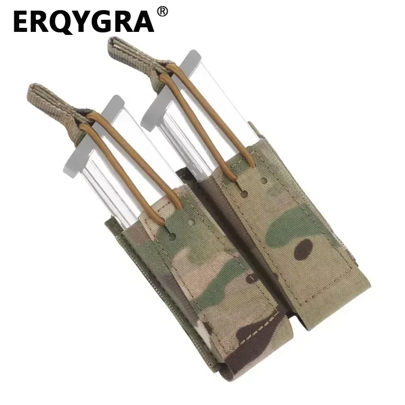 

ERQYGRA Tactical Assaulter Double Pistol Mag 9mm Pouch Molle System CS Paintball Accessories Waist Bag Holster Hunting Outdoor