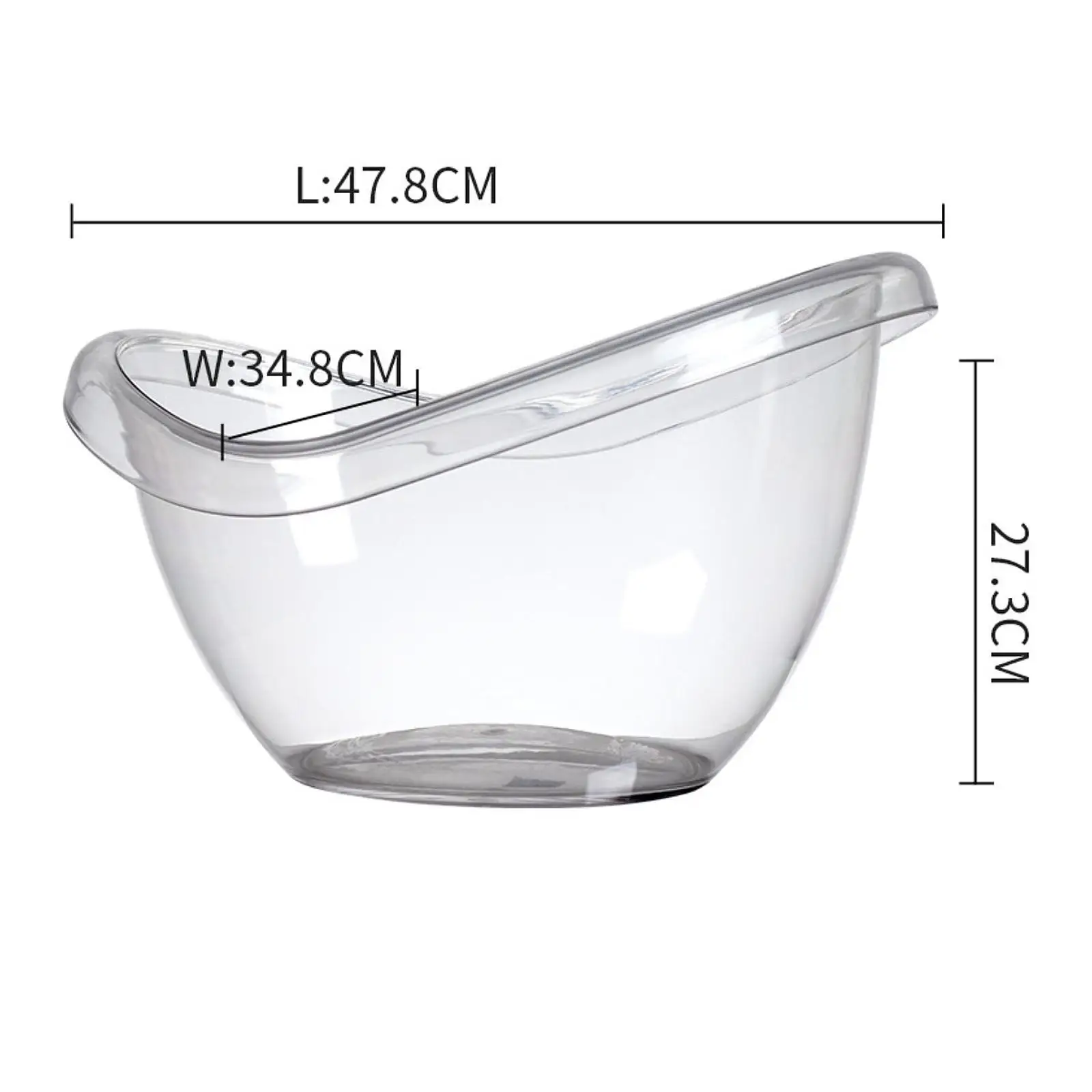 

PC Oval Ice Bucket Transparent Sturdy Beverage Tub Cooling Chiller Holder for Bar Party Home Event