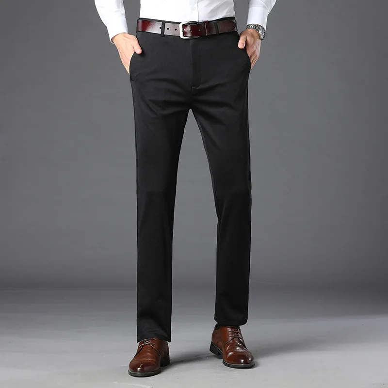 New Spring and Autumn Fashion Trend Solid Color Pocket Zipper Business Gentlemen's Pants Loose Casual Men's Comfortable Pants