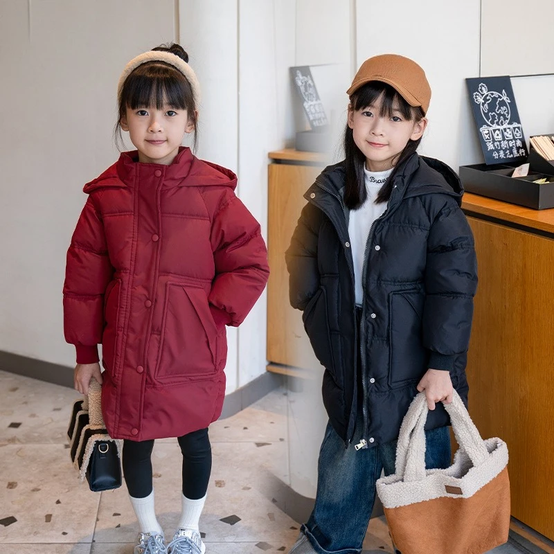 

Chic Longline Coat for Girls, Thick Cotton Winter Jacket, Cover All Trendy Outerwear for Teens