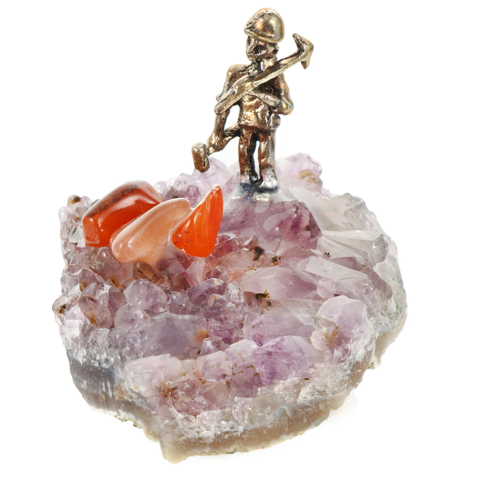 

Home Decor Amethyst Cluster Miner Natural Ornament Crystal Statue Desktop Craft Sculpture