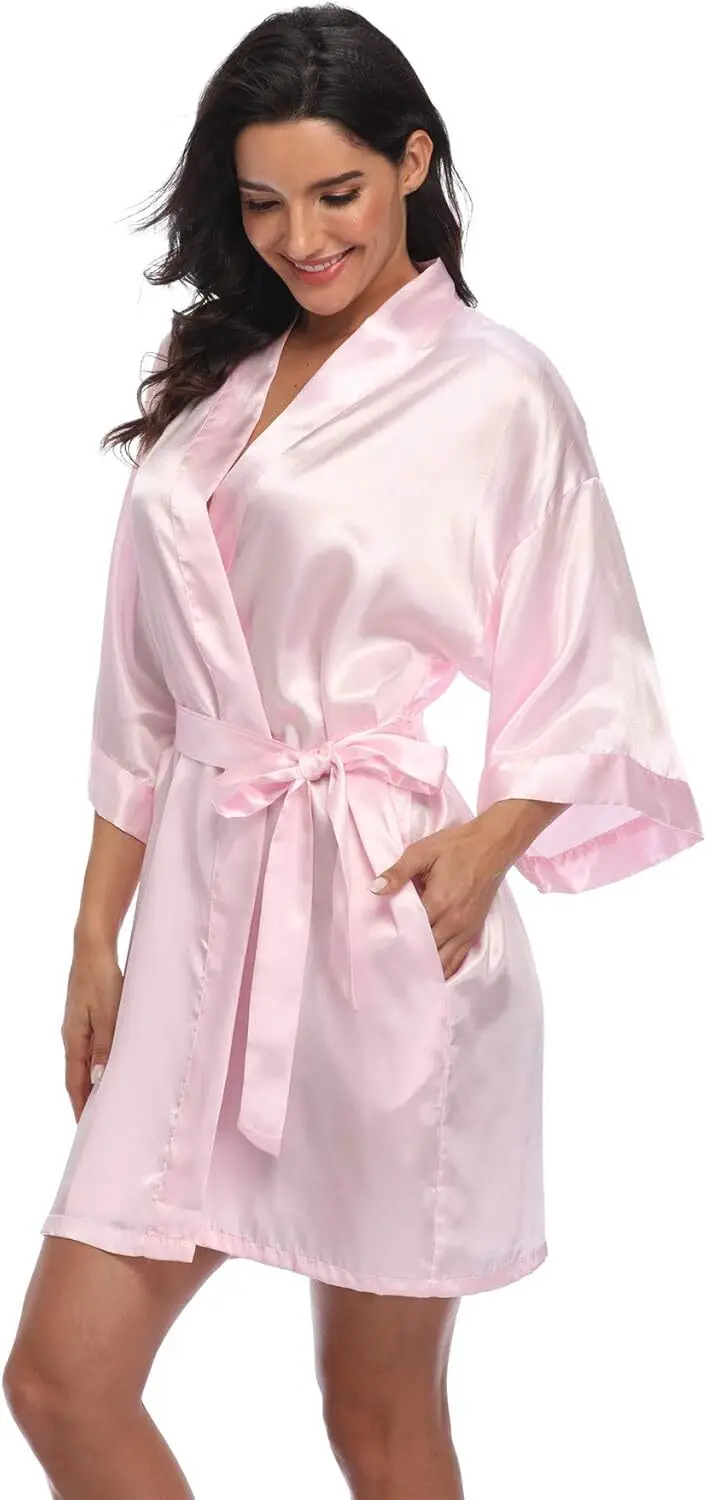 

Women's Pure Short Silky Bridesmaid Bride Party Satin Robes Sleepwear