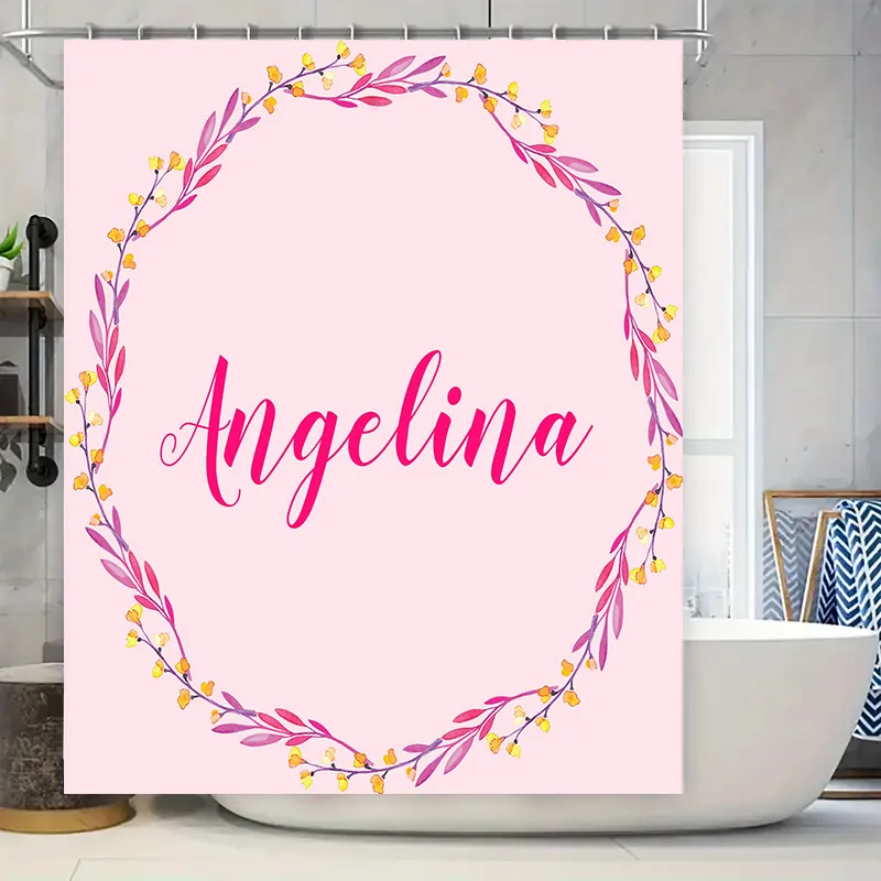 

Delightful Pink Customized Shower Curtain with 'Angelina' Print for Bathroom Decor Perfect Gift Idea 160cm x 180cm Waterproof Fa