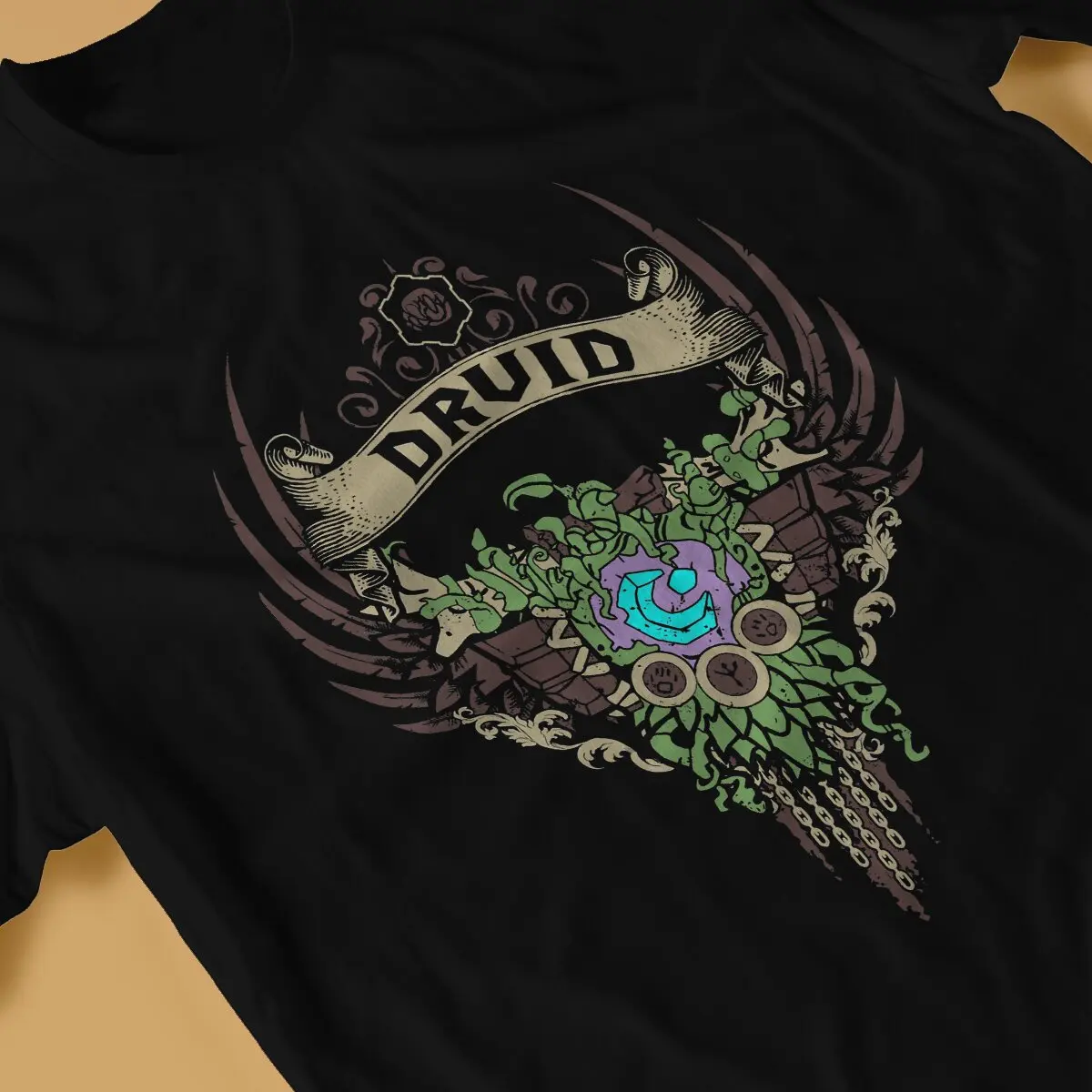 World Of Warcraft WOW Game Creative TShirt for Men DRUID ELITE EDITION Round Neck Basic T Shirt Distinctive Gift Clothes Tops