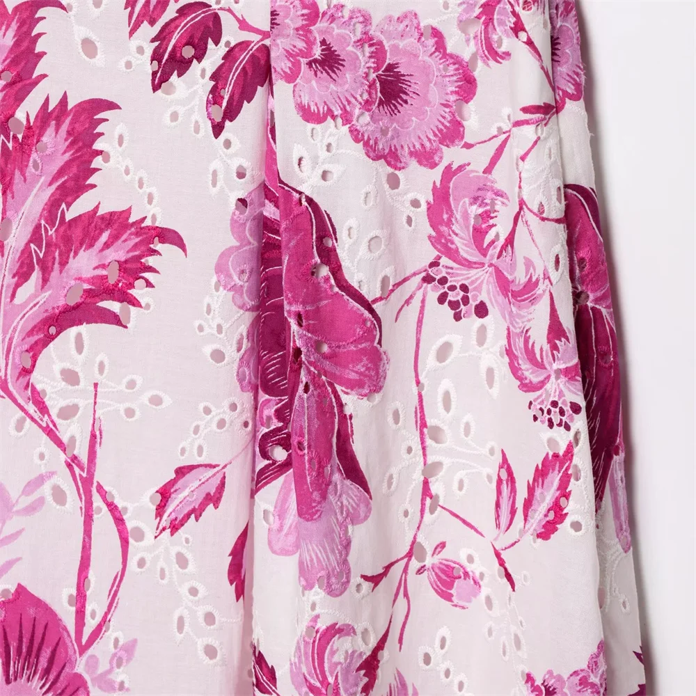 Women's Dress Fashionable Hollow Embroidery Printed Sleeveless Style Summer New Dress