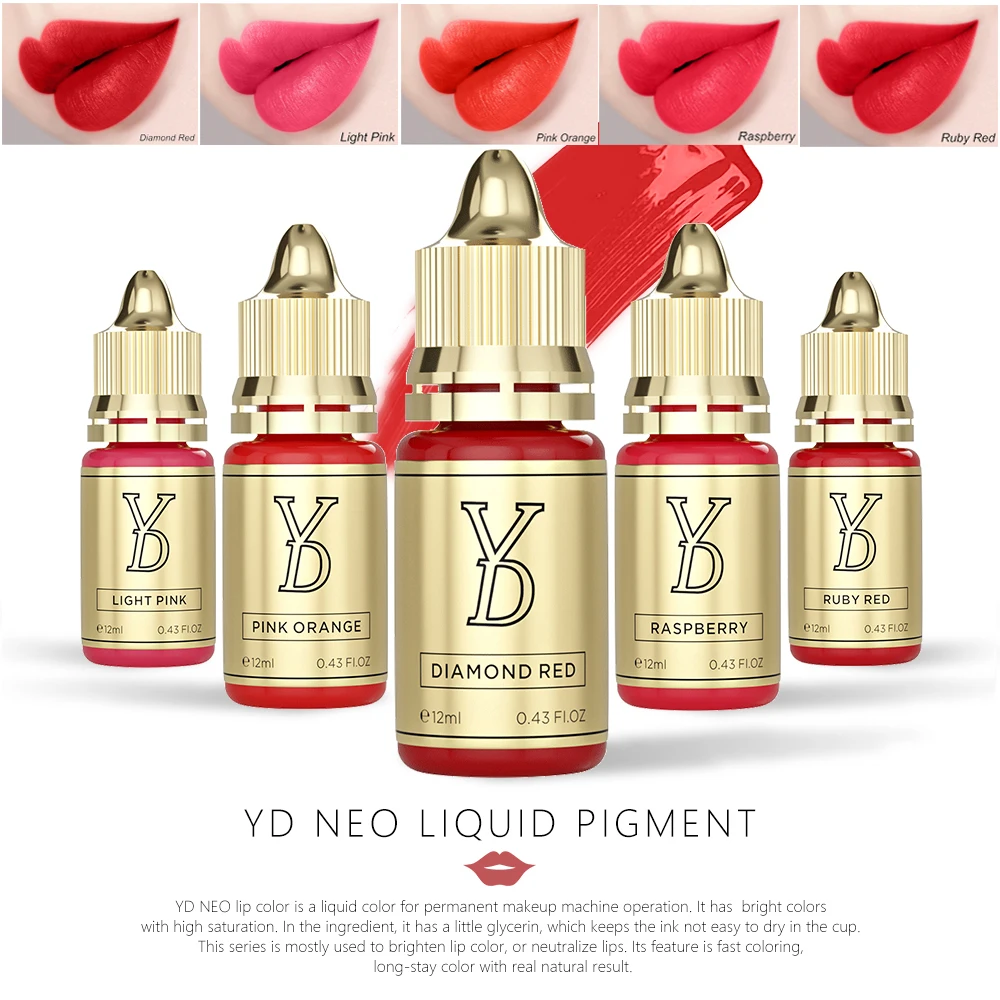 Hot YD 12ML Lips Tint Tattoo Ink Microblading Paint Pigments Professional Permanent Makeup Lip Pigment Beauty Art for Women Red