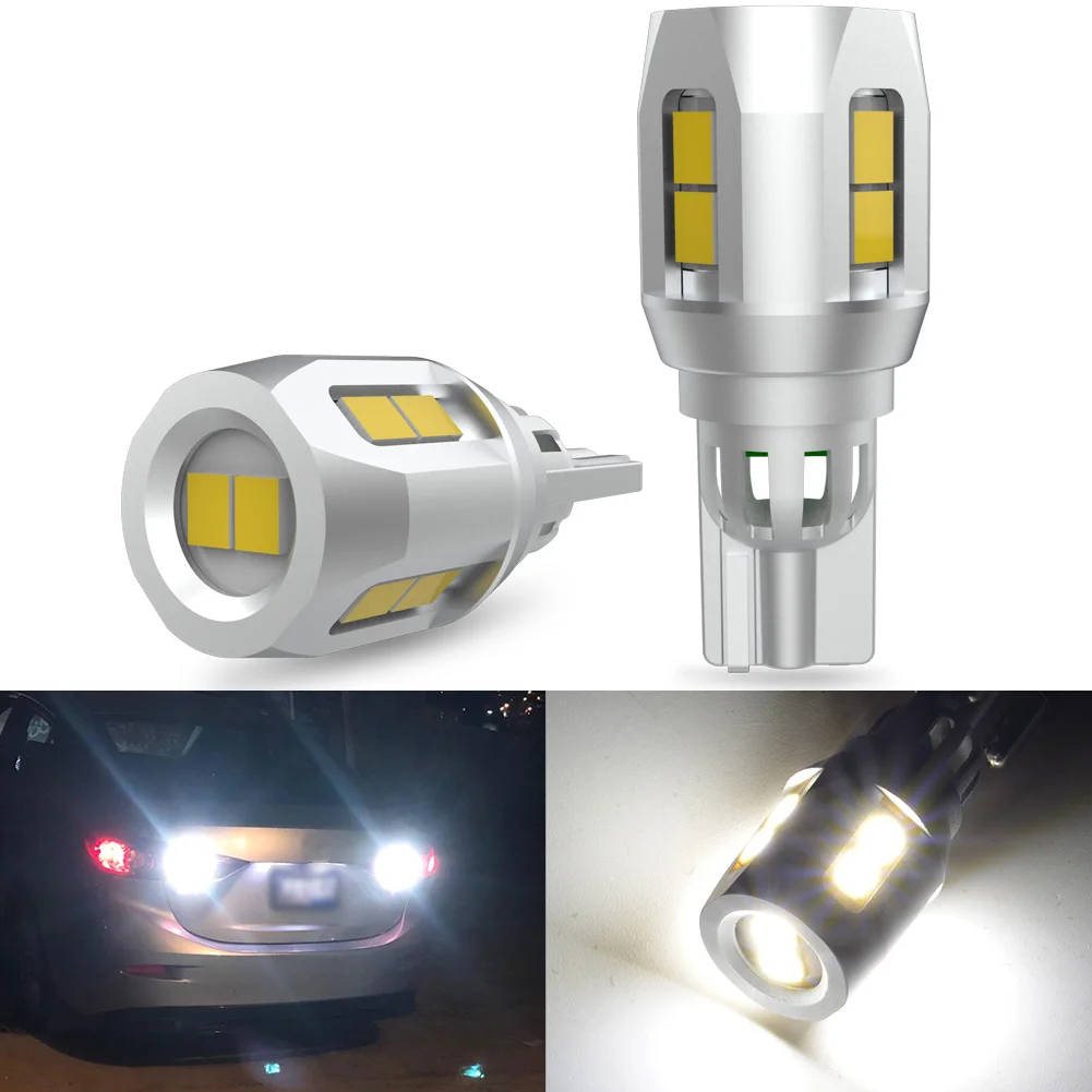 

2Pcs 2400Lm T15 LED Signal Light Super Bright White 6500K Canbus 2835 10SMD Back Up Reversing Lights 912 921 W16W LED Bulb Lamp