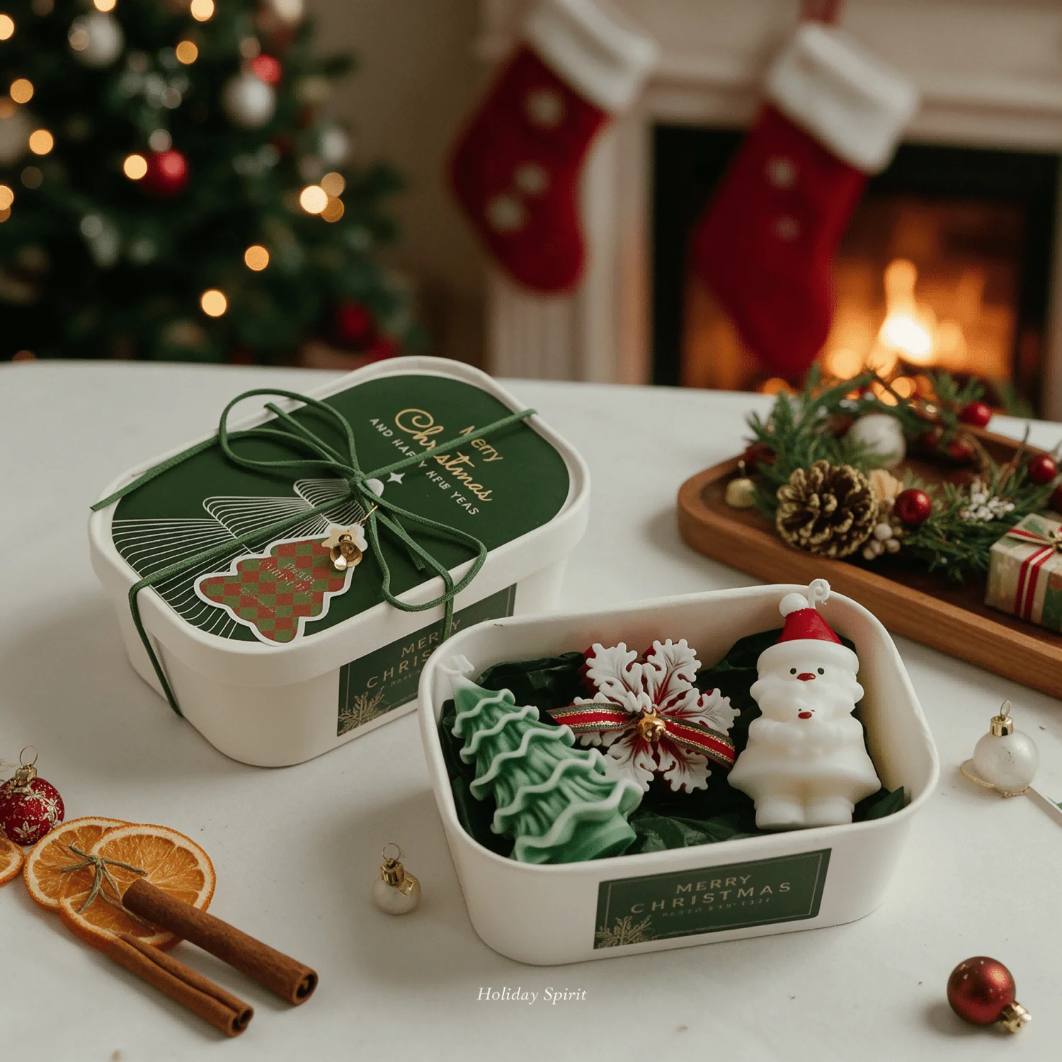 Handmade Christmas Shaped Scented Candle Gift Box Set, Novelty Festive Soy Wax Decorative Candle, Aesthetic Christmas Table Home Decor, Holiday Aromatherapy Candle, Secret Santa Gift, Christmas Stocking Stuffer, Christmas Gift For Women view 6