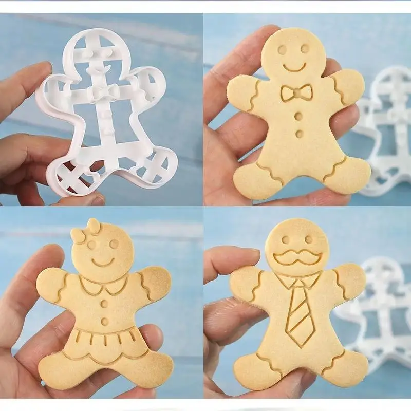 1/4Pcs Cartoon Christmas Gingerbread Cookie Cutter Gingerbread Man Baking Mould For Xmas Halloween Party Cake Decor