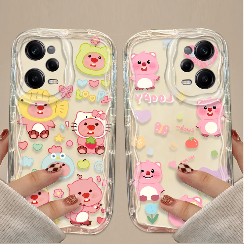 Lovely Cartoon L-Loopy Clear 3D Wave Case For Xiaomi Redmi Note 13 12 Pro Plus 4G 5G 12S 11S 11 10 10S 9 9S Redmi 14C 13C 12C A3