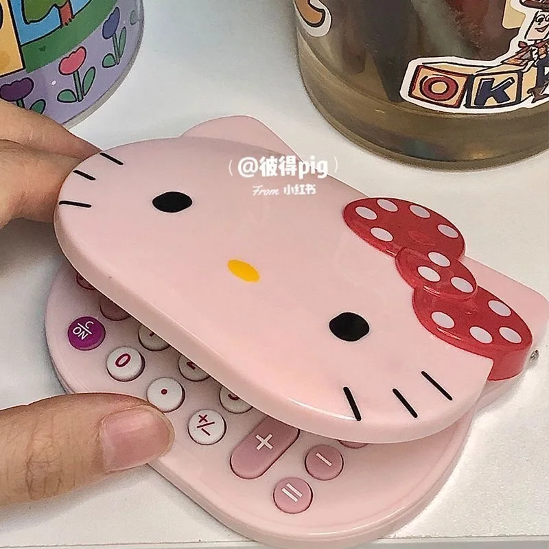 Specchio per calcolatrice per gatti! Simpatico specchio cosmetico a conchiglia 2 in 1 e calcolatrice elettronica, mini regalo portatile per ragazze della scuola