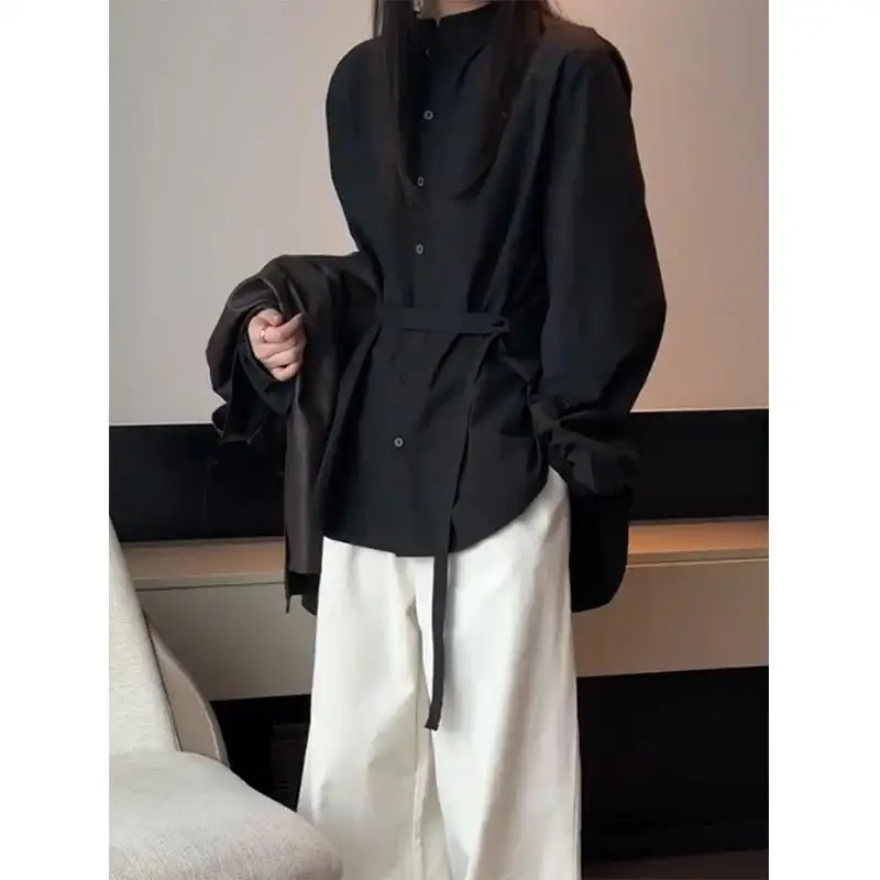 

Корейский Sle Ins, роскошный черный красивый осенний топ, дизайн Sensation, женский, новинка 2023 года, светлый Maturi Small irt