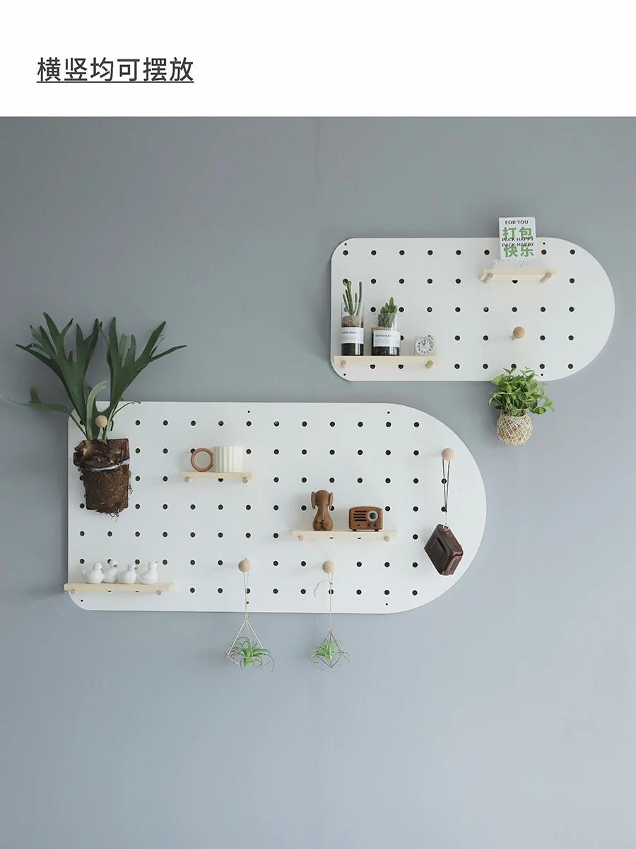 Customized hole board, wooden wall hanging, wall partition decoration, display, storage and storage rack, customized with solid