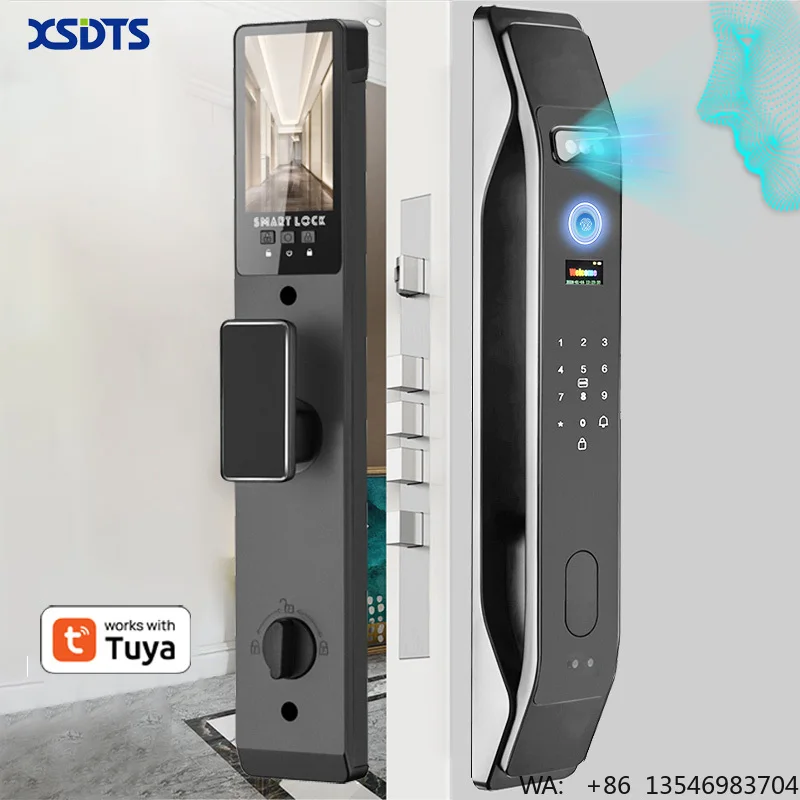 XSDTS K9 Works with Tuya/Wishome Wifi Smart Door Lock Intelligent Digital Fingerprint Face Recognition