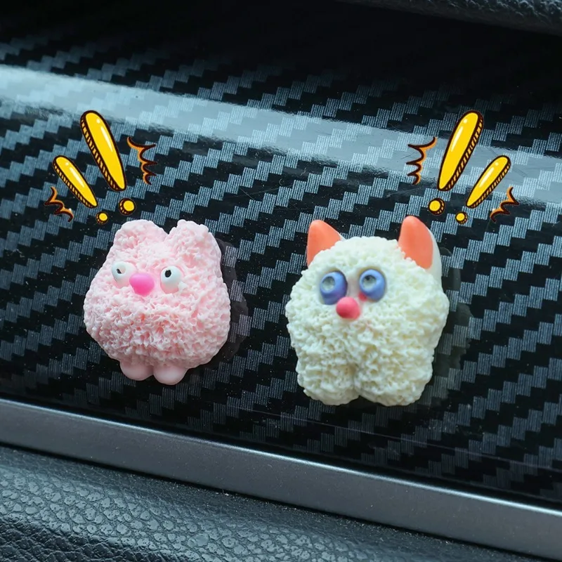 5pcs Resin Little Monster Car Ornaments Cartoon Car Center Console DIY Decoration Ornaments Phone Case Patch Fridge 3D Stickers