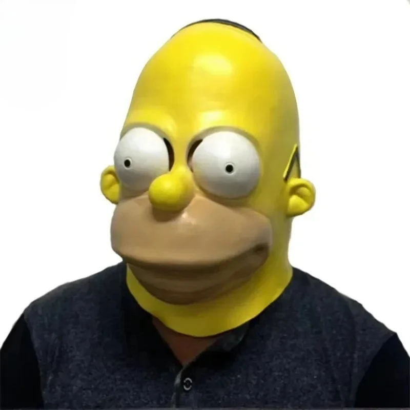 Masque de cosplay Simpson, idéal pour les festivals, les fêtes, les spectacles sur scène, la fête des enfants, masque facial en latex jaune.