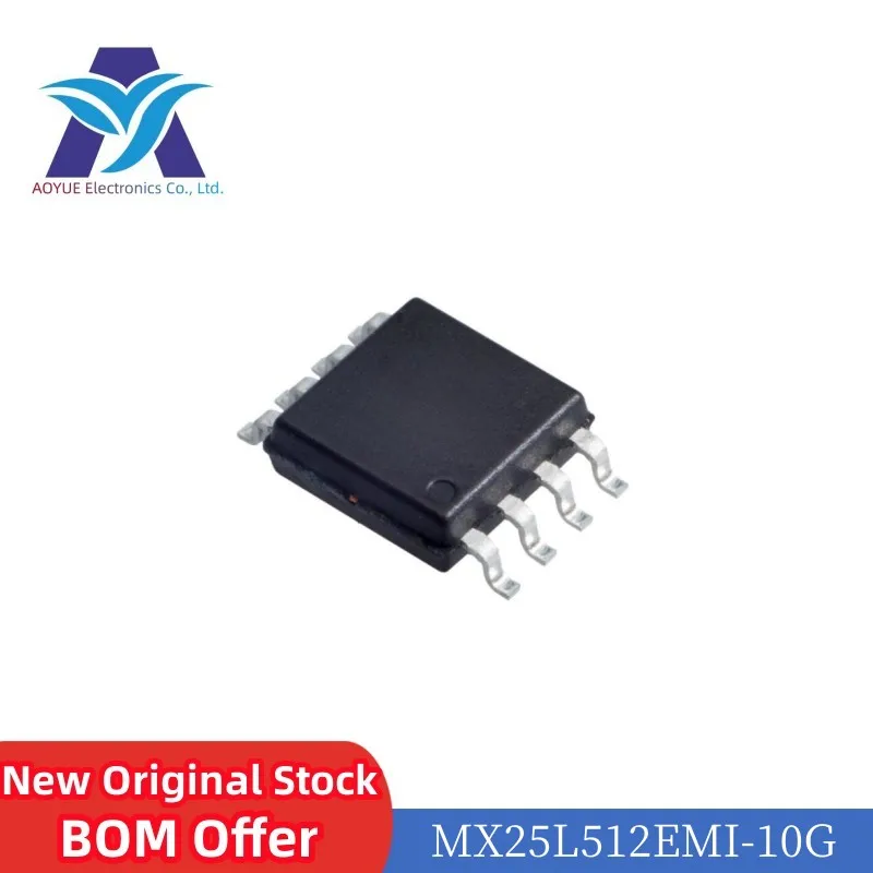 10pcs/lot MX25L512EMI-10G 25L512E 25L512EMI-10G NOR Flash Serial (SPI, Dual SPI) 512K-bit 512K/256K x 1/2-bit 8ns 8-Pin SOP