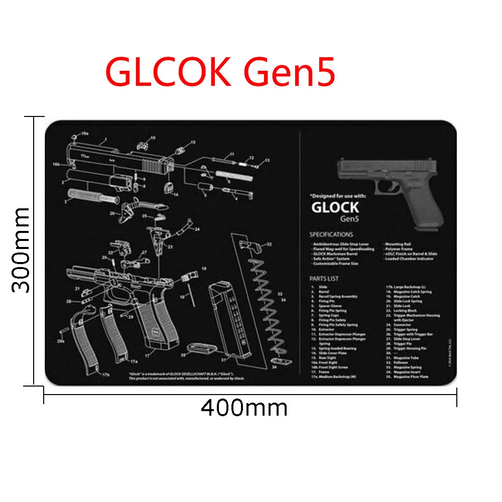 AR15 AK47 Pistolenreinigungs-Gummimatte Mauspad für Pistole GEN5 Glock 17 19 1911 Beretta 92 P320 CZ 75 CZ SHADOW 2 HK USP Zubehör