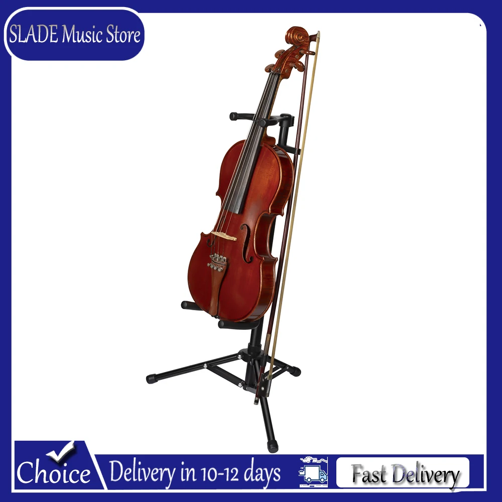 

Подставка для скрипки Flanger, металлическая подставка для укулеле с петлевым креплением, индивидуальные позиции для смычков, черная, на 3 ножках, кронштейн-опора, запчасть для укулеле/скрипки