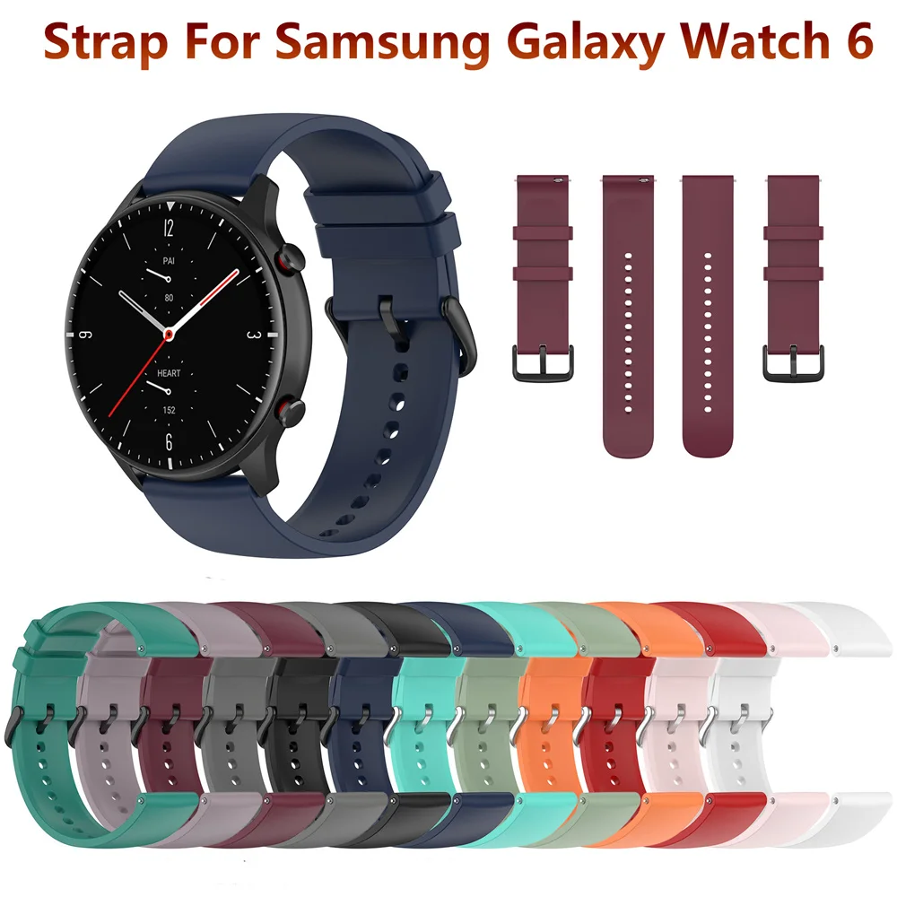Adecuado para Samsung Galaxy Watch 6/5/4/3 Pro cola redonda cabeza plana 20/22mm correa de silicona reemplazo de reloj