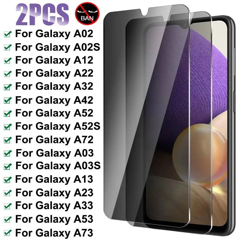 2Pcs Privacy Screen Protector For Samsung Galaxy A52 A53 A13 A52S A32 A02S A03S A12 A72 A22 A33 A73 5G Anti-Spy Tempered Glass