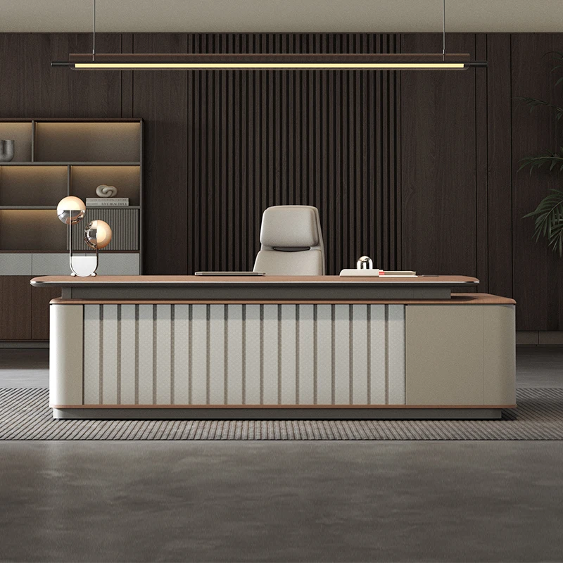 

Italian Minimalist Office Desk Nordic Creativity Luxury President L Shape Desk Advanced Boss Office Furniture Arbeitstisch FYOD