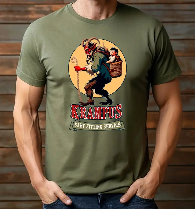 Krampus Baby Sitting Service Tshirt Christmas Unisex Free Shipping