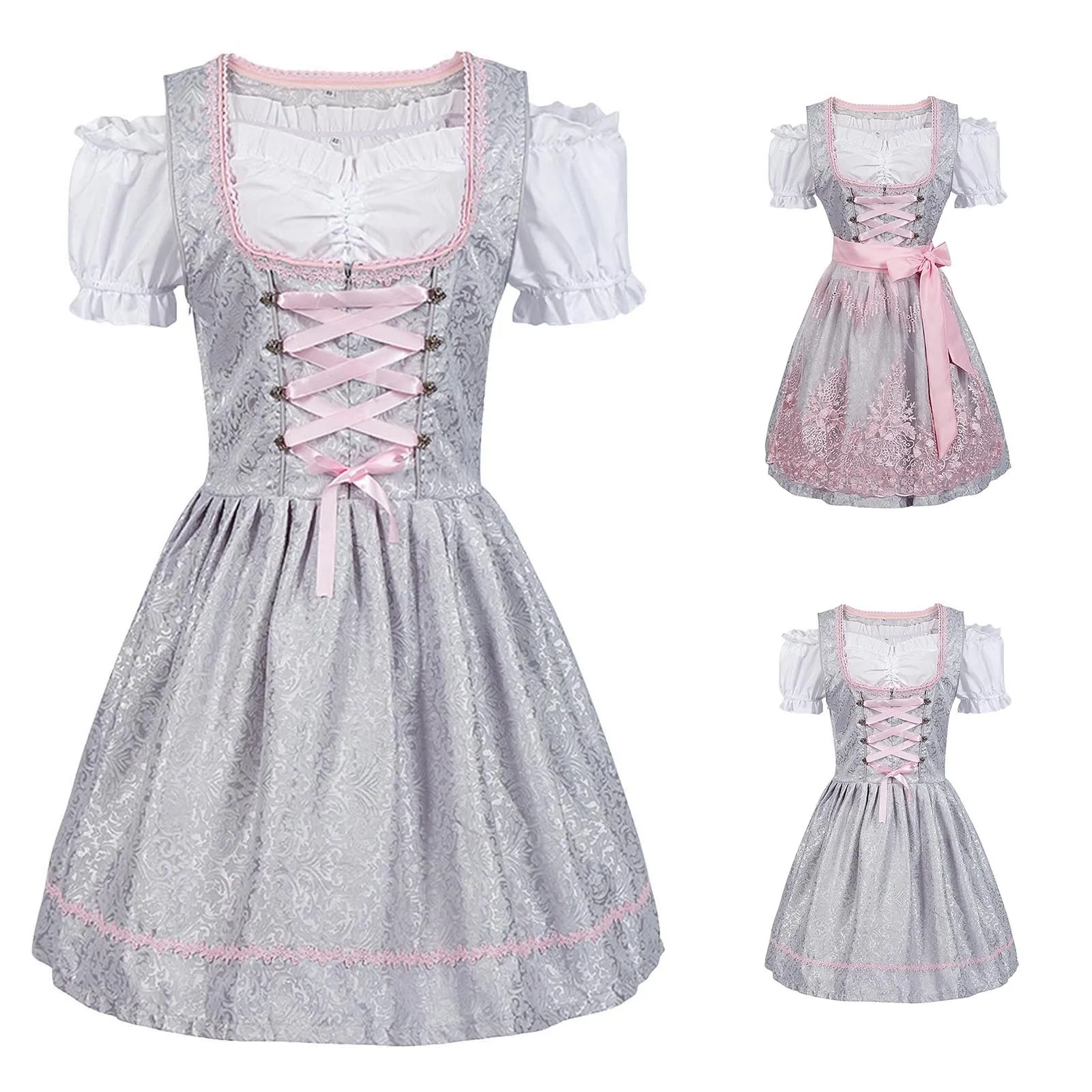 Bavarian Traditional Beer Festival Oktoberfest Cosplay Costume Dress Drindl Germany Dress Maid Halloween Women Stage Dresses