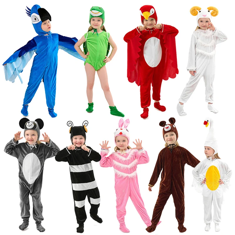 

Halloween Kids Little Animals Jumpsuit Cartoon Animal Romper Swan Turtle Parrot Rabbit Cosplay Jumpsuit Performance Costume