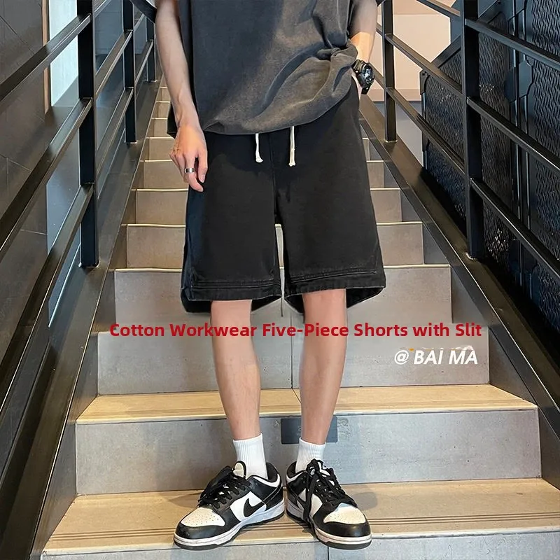 

Свободный крой, большие размеры, модные износостойкие повседневные брюки из чистого хлопка, винтажная хлопковая мужская модная брендовая летняя рабочая одежда