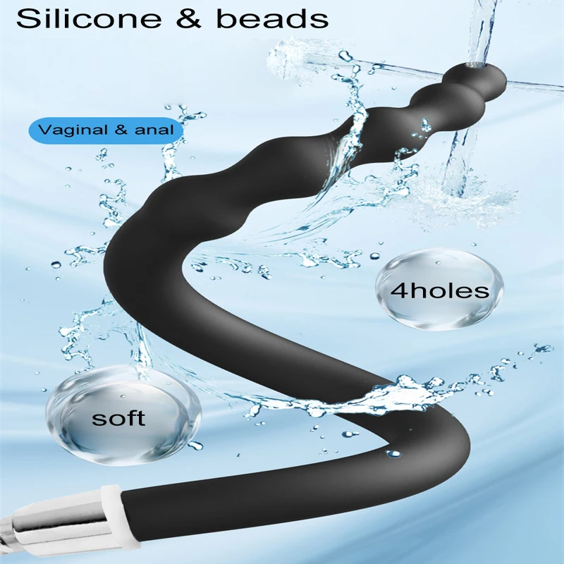 WETIPS Silicone Soft Enema Cleaning Hose Anus Washer Bidet Douche Tube With Plug Family Enemas Anal Clean Hose 58cm 4 Holes