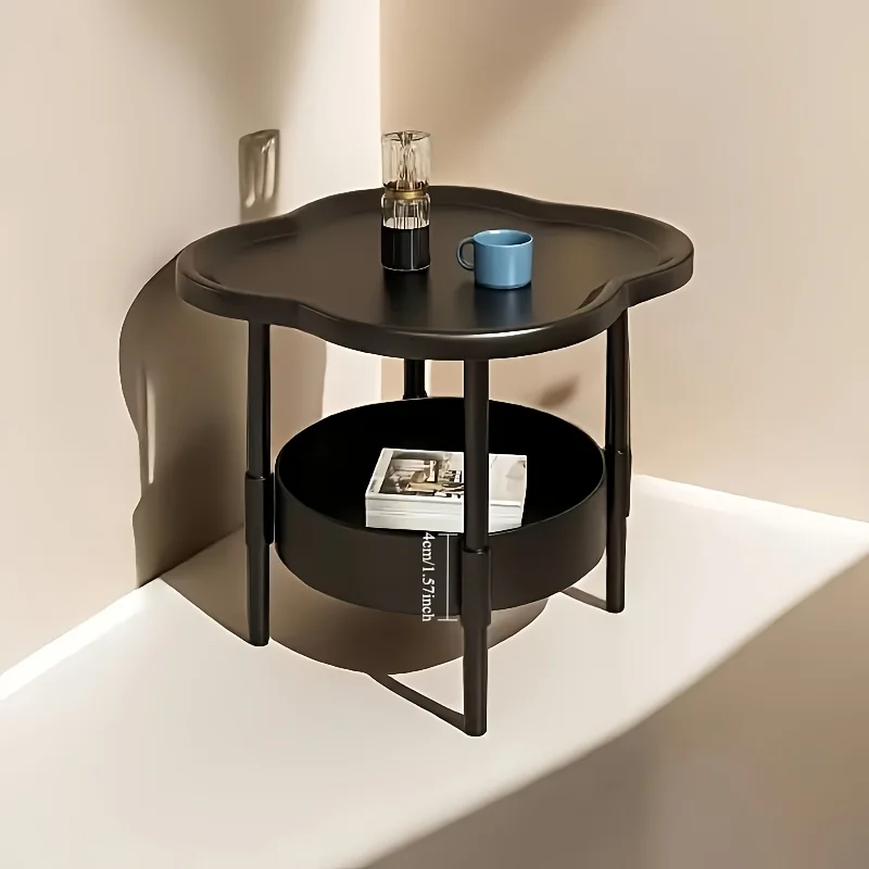 Elegant 2-Tier Round Side Table, Curved Storage Shelves, Modern Nightstand for Living Room, Mother's Day Gift image 4