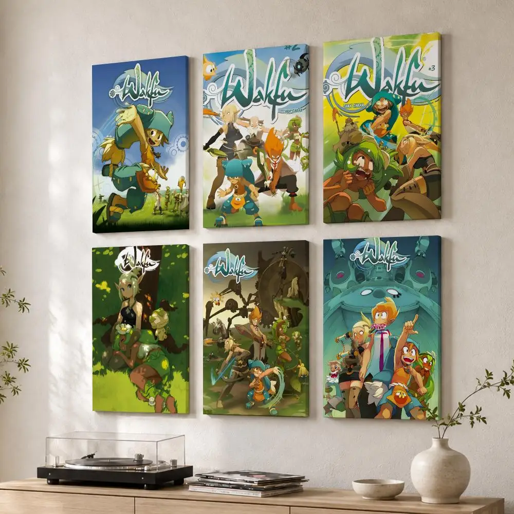 Pretty Video Game W-wakfu Framed Wall Painting Wood Canvas Poster For Living Room Bedroom Hallway Office Home Decor Gift