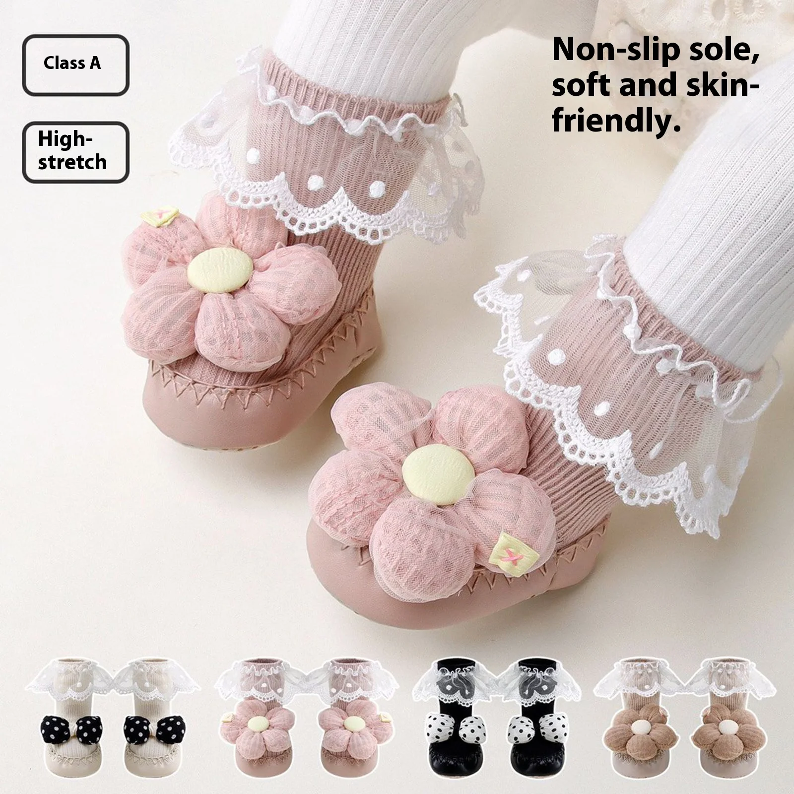 

Tregren Toddler Infant Baby Girl Walking Socks Cute Floral/Bow Non-Slip Slippers Warm Boots Indoor Floor Socks for Fall Winter