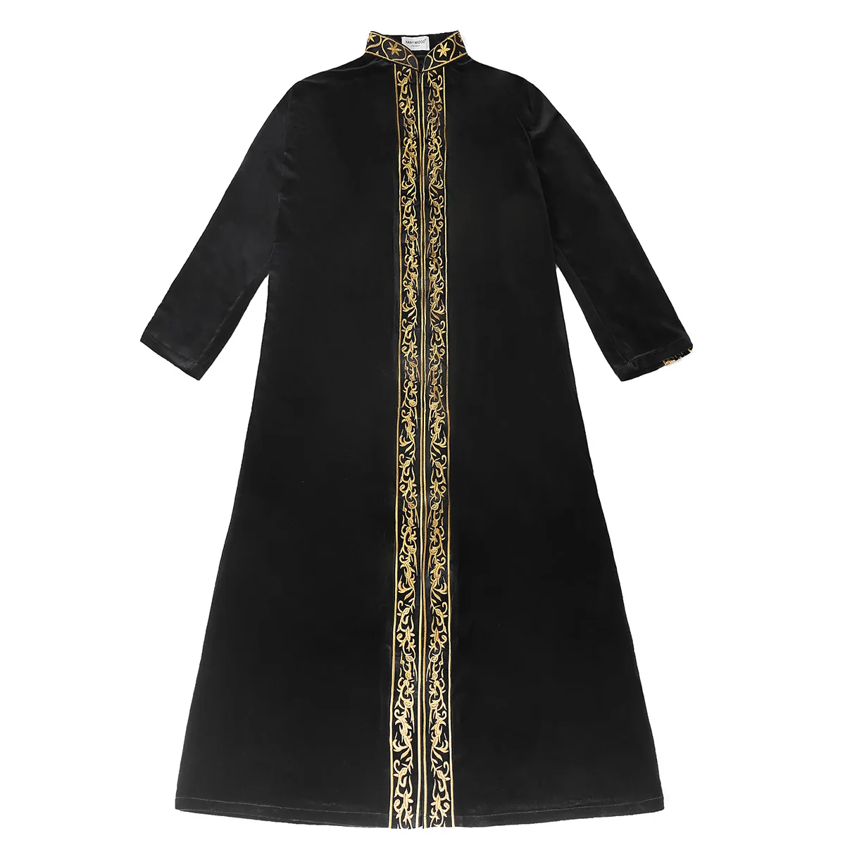 Eid 이슬람 이슬람 남자 Jubba Thobe Abaya 드레스, 벨벳 자수 기모노 긴 가운 사우디 무술만 Abaya Caftan 이슬람 두바이 아랍