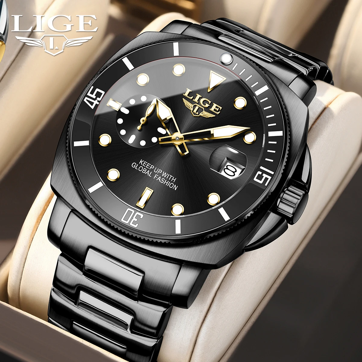 

LIGE mens wristwatch Business luxury Casual Fashion Quartz Clock male watch Waterproof Luminous Calendar military watches men