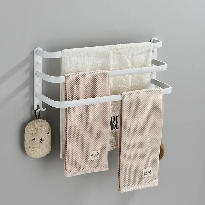 Bathroom Aluminum Towel Rack, Wall Mount with Robe Hook, Single, Multi-Layers, Toiletries Storage