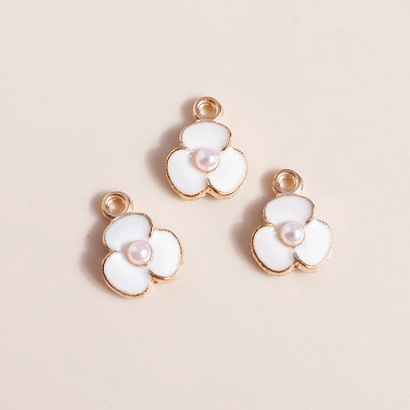 20 Stück gemischte niedliche weiße Emaille-Blumenanhänger für die Schmuckherstellung, DIY-Ohrringe, Halsketten, Armbänder, Zubehör – Detail 18