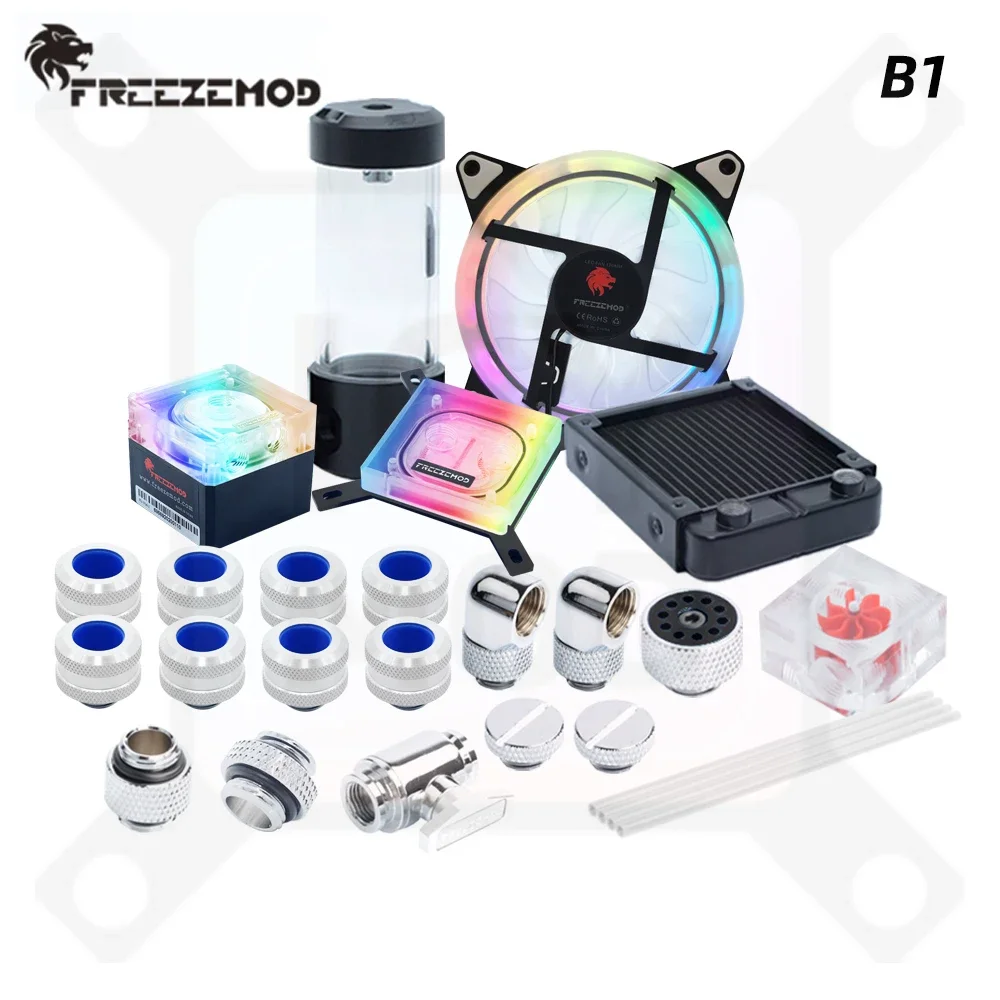 Freezemod Hard Tube Water Cooling Kit PC Liquid Cooler Set Copper Radiator CPU Cooler PETG Pipe AIO Reservoir ARGB Aluminum MOD