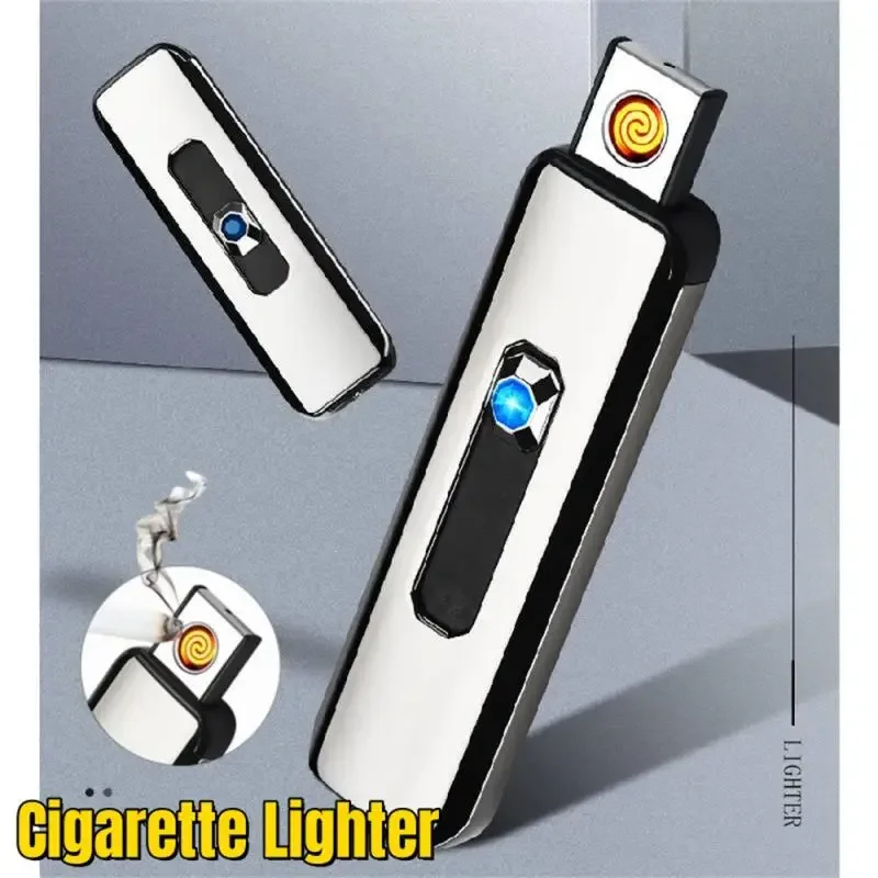 Electronic USB Push-up Button Lighter Double-sided Point USB Rechargeable Windproof Cigarette Lighter Does Not Contain Gas