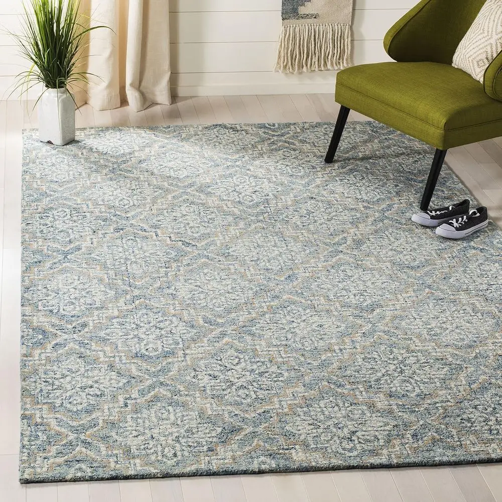 

Abstract Collection Large Blue & Grey Handmade Wool Rug, Perfect for Living Room, Bedroom, Office, Dining Space (ABT201A)