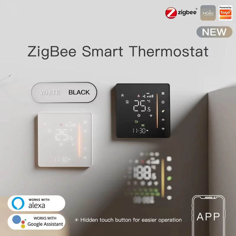 Zigbee3.0 Thermostat Room Temperature Controller of Water/Electric Floor Heating Gas Boiler Humidity Work with Alexa Google Home