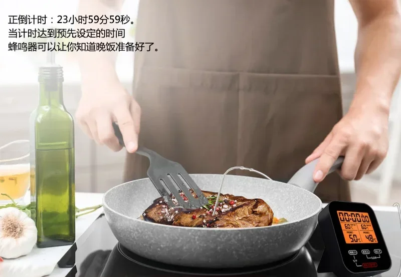 Double needle grill cooking BBQ thermometer