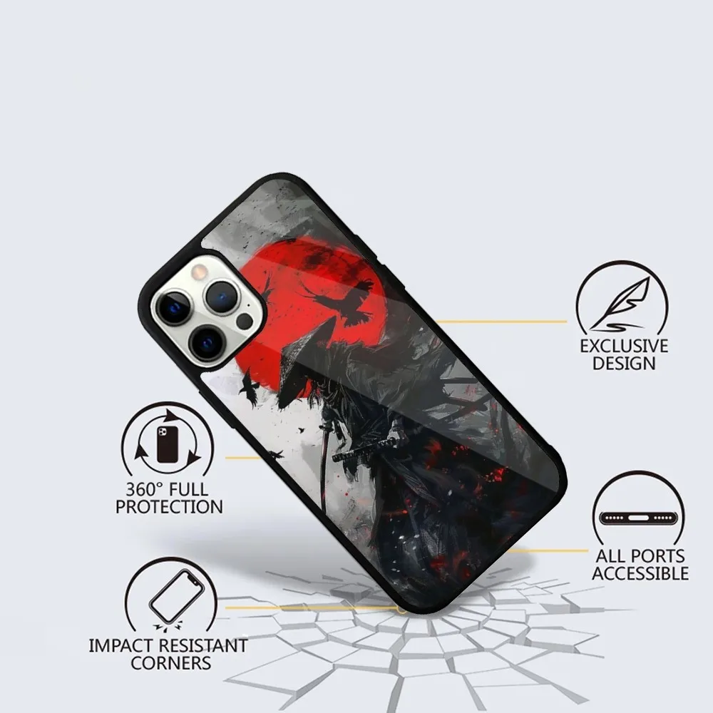 Japanese Bushido Samurai Phone Case For iPhone 15,14,13,12,11,Plus,Pro,Max Mini Magsafe Magnetic Wireless Charging