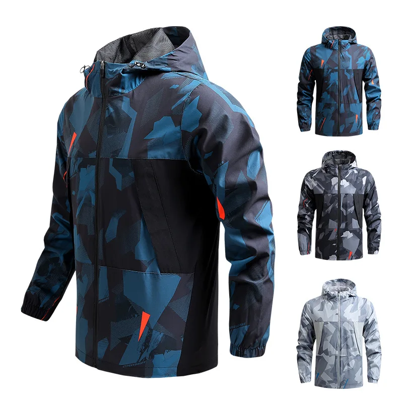 2023 Men's Casual Jacket Hooded Raincoat Spring Autumn Tactical Military Jacket Sport Hiking Windbreaker Sunscreen Army Jacket