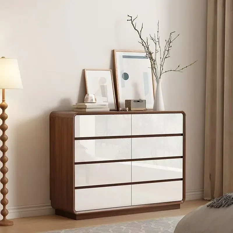 Medieval Style Solid Wood Chest of Drawers Nordic Bedroom Makeup Table Bedside Cabinet Storage Locker Painted Finish