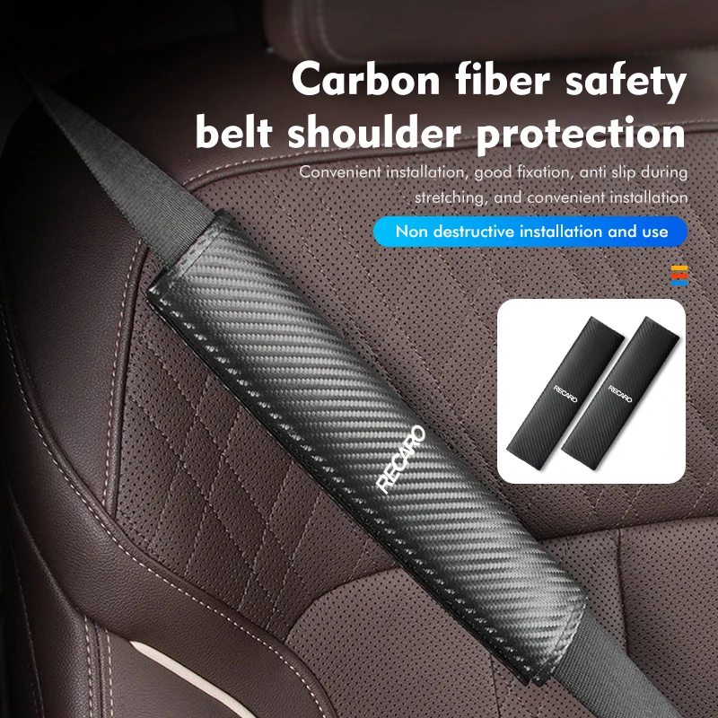 

Car Seat Belt Safety Shoulder Cover Carbon Fiber Protect Pad For Recaro