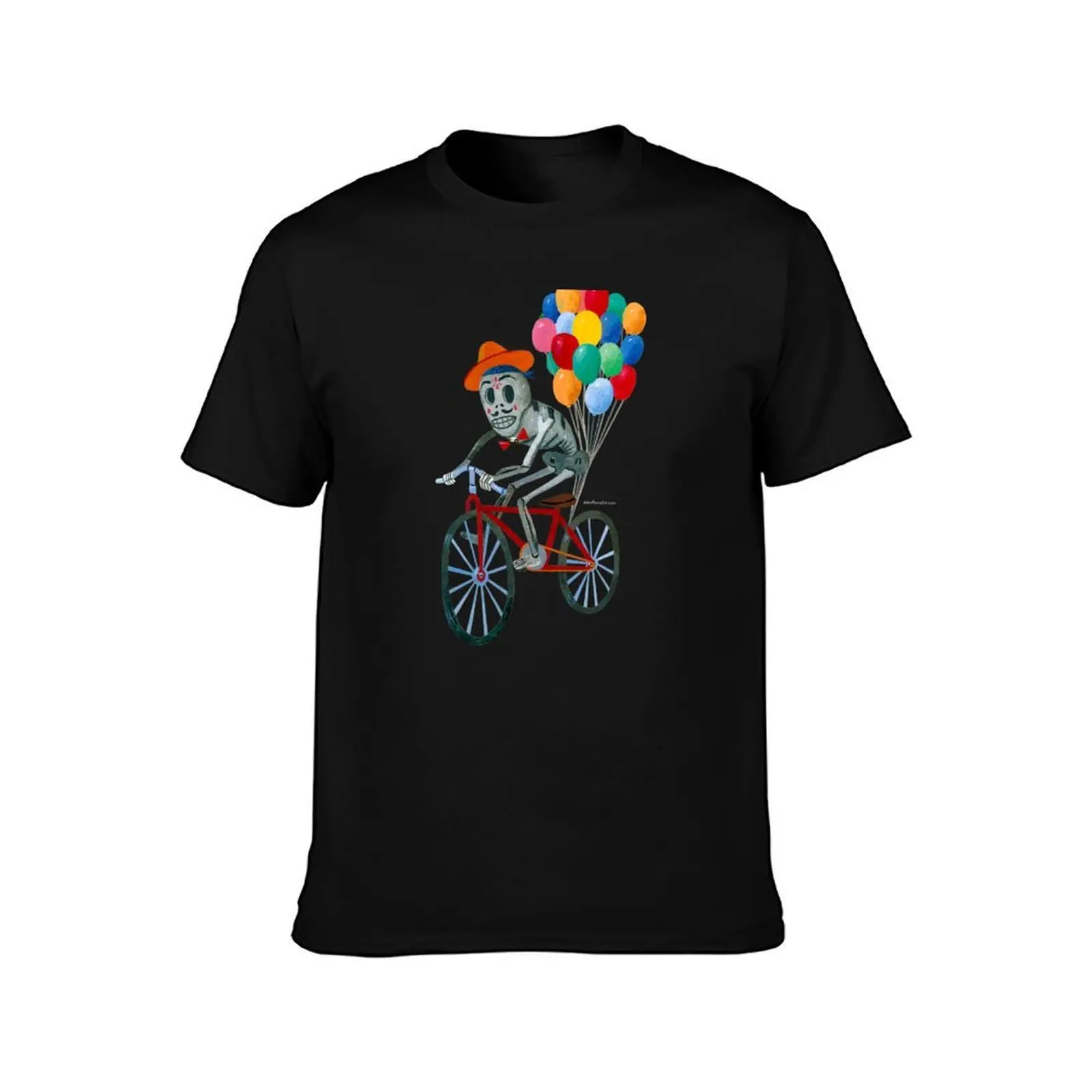 Dia de Muertos, Se?or Bicycle Ride T-Shirt, Summer Casual Cotton Tee, Oversized Streetwear Tops, Vintage Graphic Print