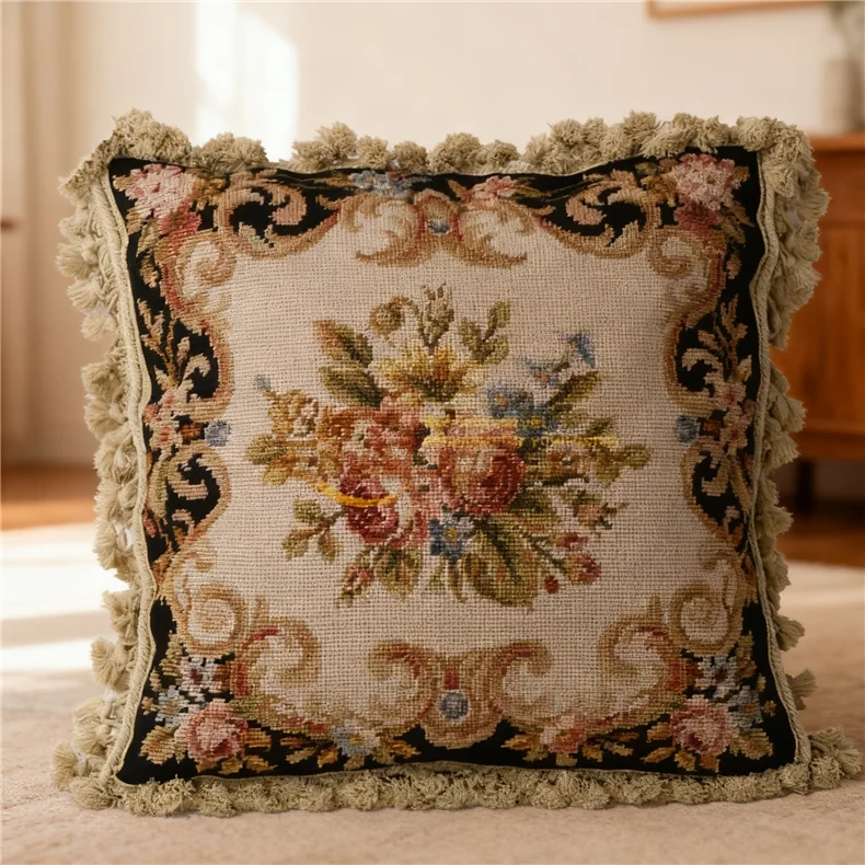 

Wool Chenille Embroidery Cushion Cover - Solid Color, Living Room Decorative Cushion Cover, Insert Not Included