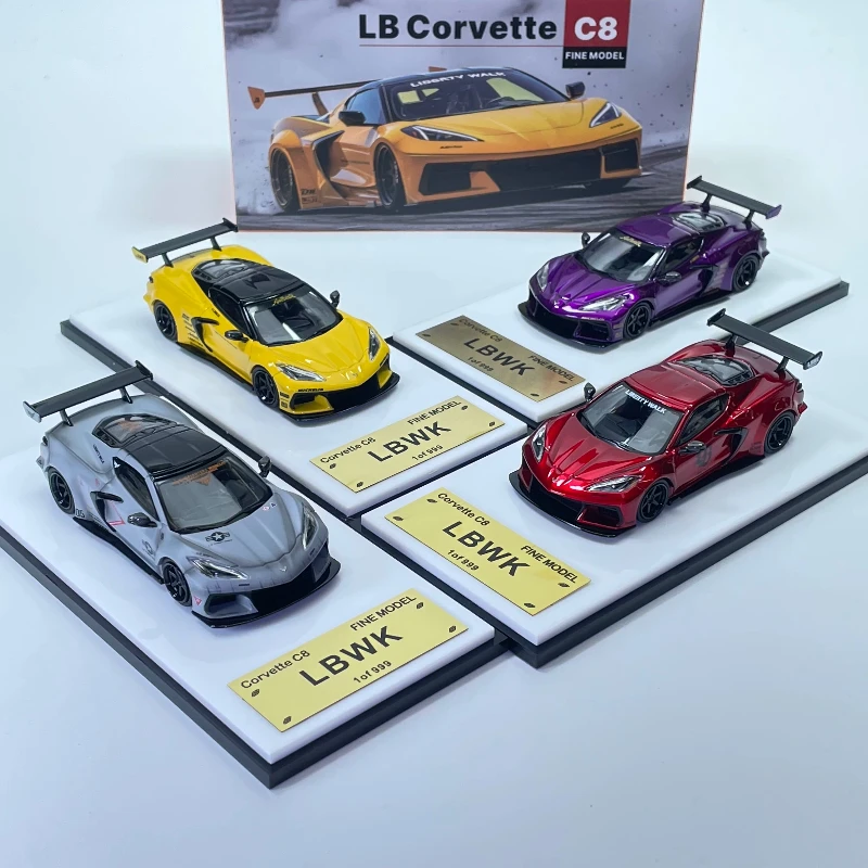 In stock 1: 64-piece new LB Corvette C8 alloy die-cast static car model, limited edition, gift, high-end decorative item